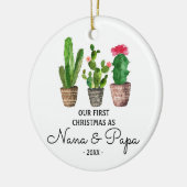 Eerste kerst als Nana & Papa Grootouders Cactus Keramisch Ornament (Links)