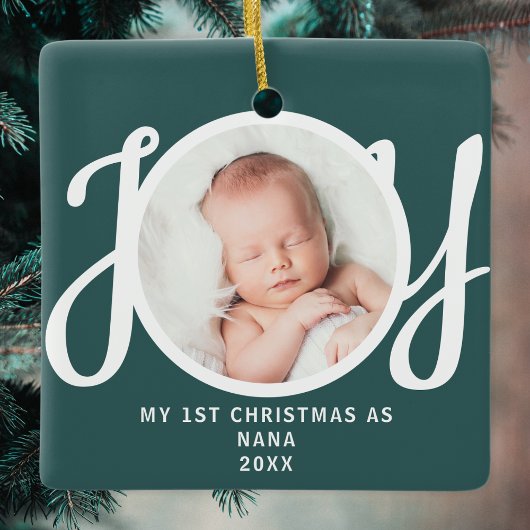 Eerste kerst als Nana Photo KeepSake Green Keramisch Ornament