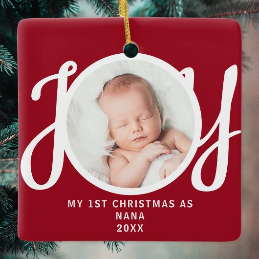 Eerste kerst als Nana Photo KeepSake Red Keramisch Ornament