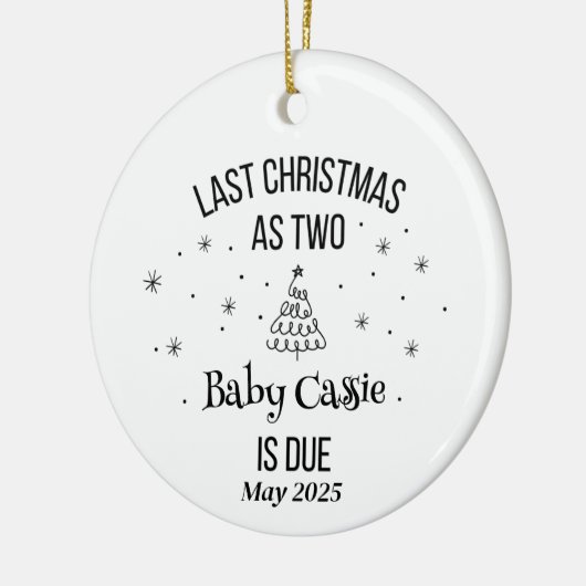 Eerste kerst als nieuwe ouders keramisch ornament (Links)