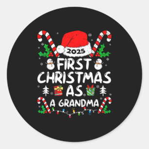 Eerste kerst als oma 2025 Familie Matching Ronde Sticker