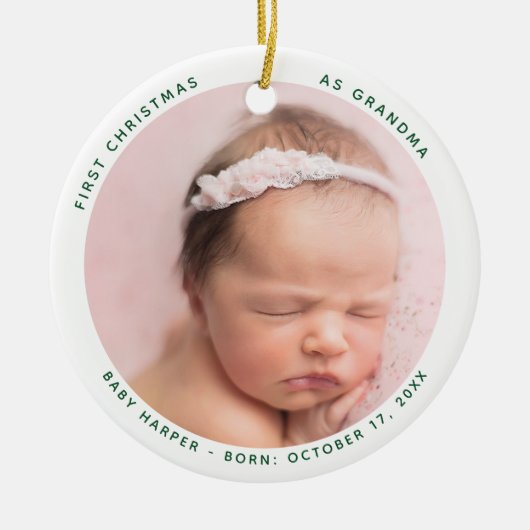 Eerste kerst als oma Baby Foto Keramisch Ornament (Voorkant)
