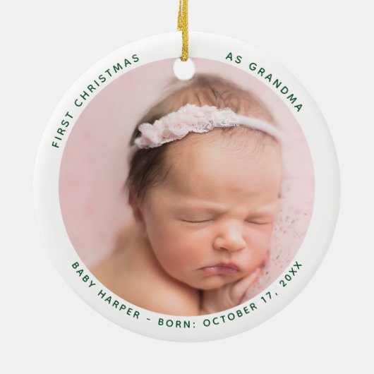 Eerste kerst als oma Baby Foto Keramisch Ornament (Achterkant)