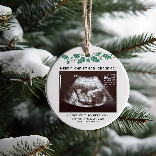 Eerste kerst als oma Baby Scan aangekondigd Keramisch Ornament