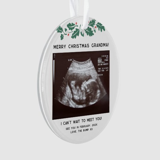 Eerste kerst als oma Baby Sonogram Keepsake Ornament (voorkant)