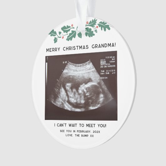 Eerste kerst als oma Baby Sonogram Keepsake Ornament (voorkant)