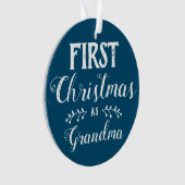 Eerste kerst als oma blauw & wit met foto ornament (voorkant)