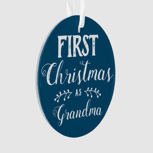 Eerste kerst als oma blauw & wit met foto ornament (voorkant)