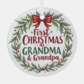 Eerste kerst als oma en opa vakantie glas ornament (Voorkant)