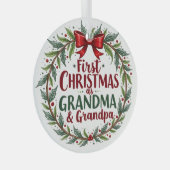 Eerste kerst als oma en opa vakantie glas ornament (Voorkant Rechts)