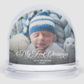 Eerste kerst als oma kalligrafie 2-foto sneeuwbol (Voorkant)