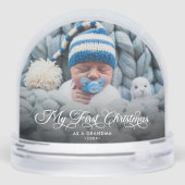 Eerste kerst als oma kalligrafie 2-foto sneeuwbol (Achterkant)