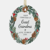 Eerste kerst als oma nieuwe baby keramisch ornament (Rechts)