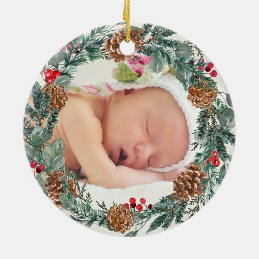 Eerste kerst als oma nieuwe baby keramisch ornament (Achterkant)