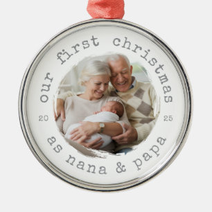 Eerste kerst als oma & opa 2025 Grootouders  Metalen Ornament