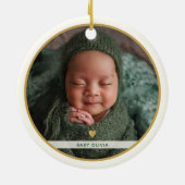Eerste kerst als oma opa baby foto naam keramisch ornament (Achterkant)