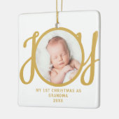 Eerste kerst als Oma Photo Gold Script Keramisch Ornament (Links)