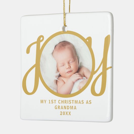 Eerste kerst als Oma Photo Gold Script Keramisch Ornament (Links)