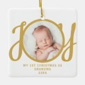Eerste kerst als Oma Photo Gold Script Keramisch Ornament (Voorkant)