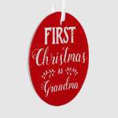 Eerste kerst als oma rood & wit met foto ornament (voorkant)