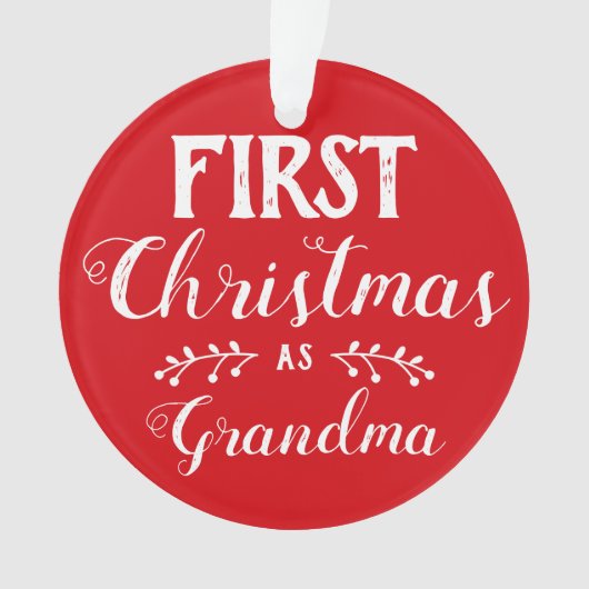 Eerste kerst als oma rood & wit met foto ornament (voorkant)