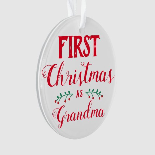 Eerste kerst als oma rood & wit met foto ornament (voorkant)