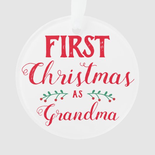 Eerste kerst als oma rood & wit met foto ornament (voorkant)