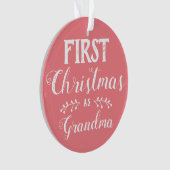 Eerste kerst als oma roze & wit met foto ornament (voorkant)
