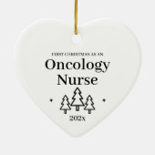 Eerste kerst als oncologie zuster hart keramisch ornament (Achterkant)
