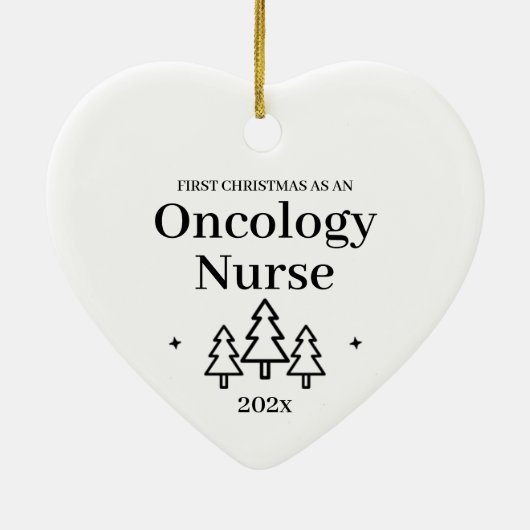 Eerste kerst als oncologie zuster hart keramisch ornament (Achterkant)