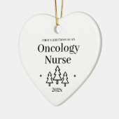 Eerste kerst als oncologie zuster hart keramisch ornament (Links)