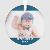 Eerste kerst als opa blauw & wit met foto ornament (achterkant)