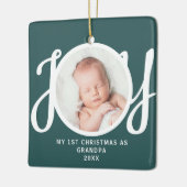 Eerste kerst als opa Foto KeepSake Green Keramisch Ornament (Links)