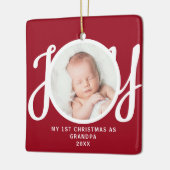 Eerste kerst als opa Foto Keepsake Red Keramisch Ornament (Links)