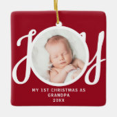 Eerste kerst als opa Foto Keepsake Red Keramisch Ornament (Voorkant)