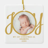 Eerste kerst als opa Photo Gold Script Keramisch Ornament (Voorkant)