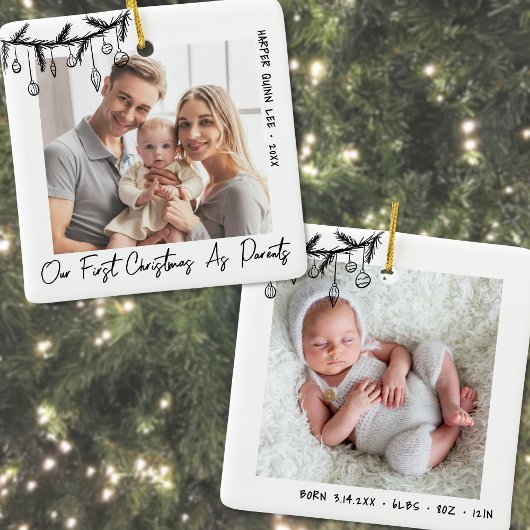 Eerste kerst als ouders Baby foto Keramisch Ornament