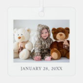 Eerste kerst als ouders Baby foto Metalen Ornament (Achterkant)