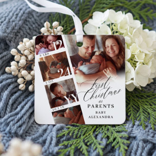 Eerste kerst als ouders baby fotocollage metalen ornament