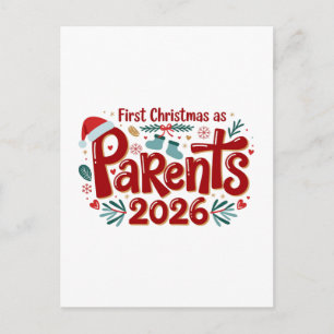 Eerste kerst als ouders Familie Feestdag Kerstmis  Feestdagenkaart