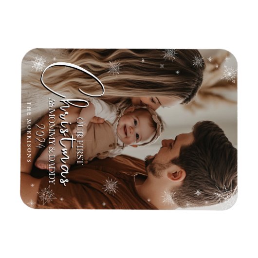Eerste kerst als ouders flexibele fotomagneet magneet (Horizontaal)