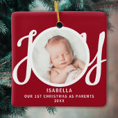 Eerste kerst als ouders Foto Red Keepsake Keramisch Ornament