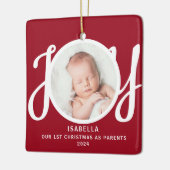 Eerste kerst als ouders Foto Red Keepsake Keramisch Ornament (Links)