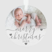 Eerste kerst als ouders pasgeboren Baby 2 foto Ornament (achterkant)