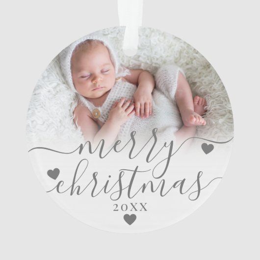 Eerste kerst als ouders pasgeboren Baby 2 foto Ornament (achterkant)