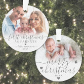 Eerste kerst als ouders pasgeboren Baby 2 foto Ornament