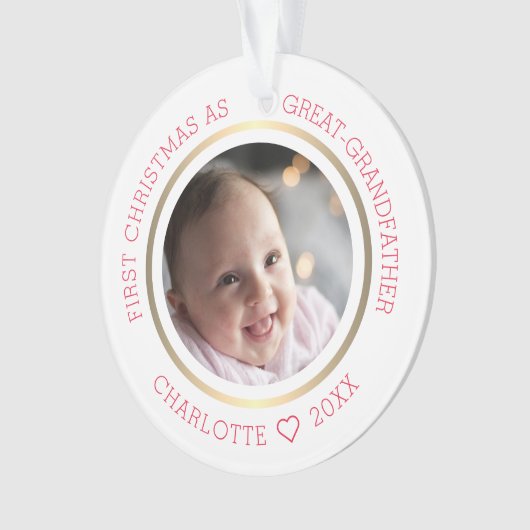 Eerste kerst als overgrootvader Foto rood Ornament (voorkant)