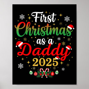 Eerste kerst als papa 2025 Nieuwe papa Kerstmis Poster
