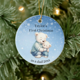 Eerste kerst als papa Beer Baby Keramisch Ornament