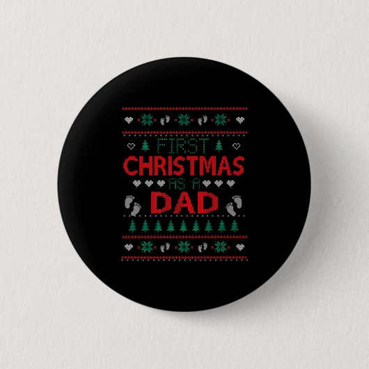Eerste kerst als papa Funny bijpassende Kerstmis N Ronde Button 5,7 Cm (Voorkant)